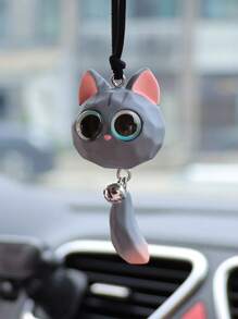 1pc Car Interior Pendant Bell Fox Car Rear View Mirror Hanging Decoration Car Interior Decoration - one-size - View 5