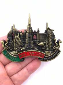 Metal Dubai Magnetic Refrigerator Sticker, Creative Souvenir With Ship, Skyscraper, UAE Design, Burj Khalifa - Multicolor - View 4