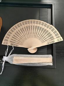 1-30pcs Elegant Folding Wooden Fans, Bohemian Style Hand Fans, Hollow Carved, Portable Lightweight Wooden Fans, Suitable As Photography Props, Graduation Gifts For Women, Home Decor, Use In Summer, Beach Or Travel To Enjoy Cool Breeze, Personalized Carved Wooden Wedding Fans
