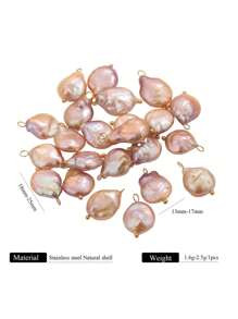 1PC Natural Fresh Water Baroque Pearl Elegant Stainless Steel Bent Pin Pendant DIY Necklace Earrings Jewelry - Multicolor - View 10