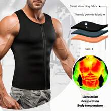 Men Slimming Body Shaper Waist Trainer Sauna Sweat Tank Top Gym Weight Loss Vest - Black - View 4