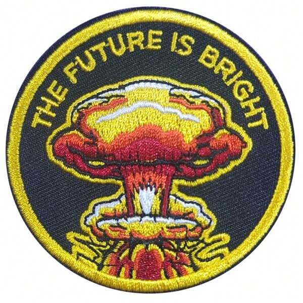 1 pacote de adesivos de bordado termofusíveis "The Future Is Bright" para o apocalipse da explosão nuclear