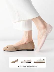 5双女士隐形腿套，夏季薄款防滑低帮冰丝短腿套，适合高跟鞋和平底鞋，纯色，尺码35-39 - 彩色 - 查看 3