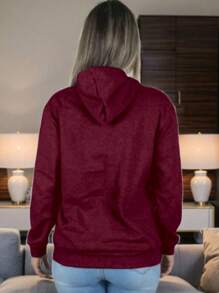 Men's Sweatshirts Plain Flannel Kangaroo Top Cold Hooded - Purple - View 5