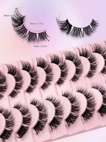 Asiteo 10对猫眼仿貂毛假睫毛，隐形带仙女风假睫毛，蓬松轻盈，纤长自然，易于佩戴，适合新手，可重复使用，条状假睫毛