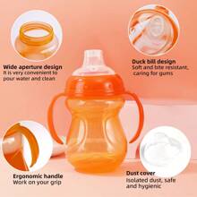 240ml 双手柄防溢硬嘴杯，方便抓握 - （1 包）3.3 盎司（约 94 克） - 婴儿鸭嘴杯，带防尘盖，硅胶吸嘴，适合 6 个月以上的女婴