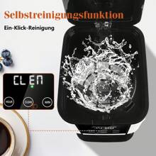 Filterkaffeemaschine, Programmierbar 24h, 1,5L, LCD-Display, 14-Tassen Kaffeemaschine, Edelstahl, 1000W, Intensitätseinstellung, Tropf-Stopp, AutoClean, Warmhaltefunktion, Schwarz - EU C-Typ Stecker (220-240V) - Übersicht 7
