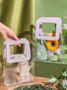 10pcs/1pc Frosted Transparent Round Handbag, Valentine's Day Shower Gift Bag, Wedding Gift Bag, Candy Bridesmaid Gift Bag, Jewelry Store Bag, Wedding Bridesmaid Gift Bag, Gift Packaging Bag, Clothing Shopping Bag Cute Handbag - Multicolor - View 9