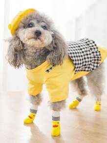 4 Stücke/Set Winterwarme Hunde Socken rutschfest Haustierschuhe Socken für kleine und mittlere Hunde, weich und atmungsaktiv, Chihuahua Teddy Welpen Fußabdeckung