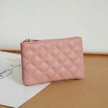 Rhombus Pattern Girl's Coin Purse, PU Leather Short Wallet Large Capacity Card Case, Cute Fresh Coin Pouch, Clutch Organizer - Multicolor - View 11