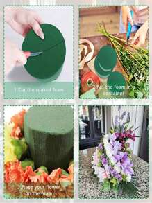 6pcs Green Floral Foam, Round Florist Foam Brick, Dry Floral Foam Blocks, Fresh Flowers Foam Mud, DIY Flower Arrangements Supplies For Wedding And Festival Party Decor