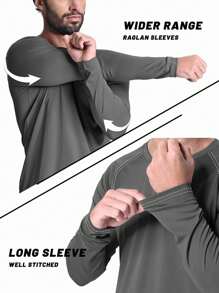 EKLENTSON Men's Summer UPF50+ UV Protection T-Shiets Outdoor Sports Long Sleeve Tees Lightweight Quick Dry Breathable Shirts Gym Workout  Rash Guard Tops - Dark Grey - View 4