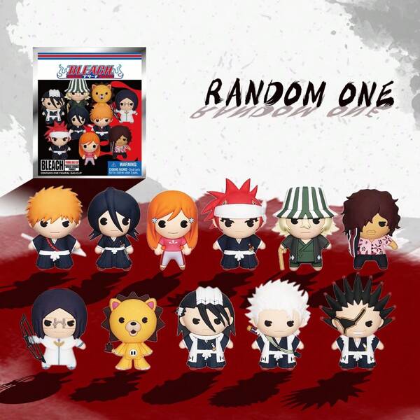 Viz Media BLEACH Officieel gelicentieerde 3D Anime-personageserie - 1 stuk Mystery Bulk Bag Clip-sleutelhanger met willekeurige Kurosaki, Ichigo en Kuchiki Rukia of andere personages voor moeders en vrienden als jubileumcadeaus