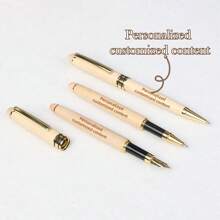 Personalized Maple Wood Pen Set, Customizable Engraved Signature Pen, Push-Button Cap, Medium Nib, Ideal Office Gift For Teachers, Anniversary, Valentine's Day - Multicolor - View 2