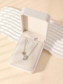 1 Fashion Simple Stainless Steel Love Letters Ladies Pendant Necklace Suitable For Ladies Daily Wear Holiday Dating Gift Jewellery Mother's Day Gift (With Gift Box)