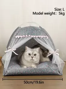 1 pieza Tienda para mascotas con estampado floral, diseño delgado y transpirable lavable, adecuado para gatos y perros pequeños, se puede usar tanto en interiores como en exteriores, para todo el año