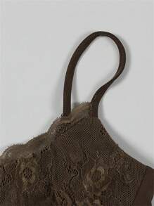 Inmen 夏季性感纯色修身连体裤无袖露背蕾丝拼接臀部运动服俱乐部女装