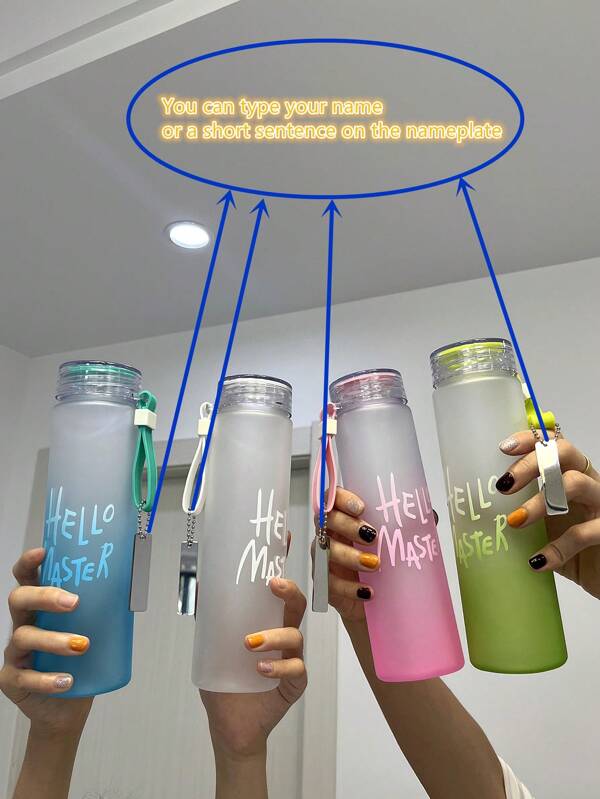 1pc Fashionable Ombre Straight Plastic Cup With Strap, Outdoor Casual Water Bottle, Customized