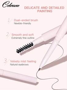 COLORROSE Double Head Brow Pencil, 0.1cm Ultra Fine Eyebrow Pen, Light And Smooth, Long-Lasting , Anti-Oil, Waterproof And Sweatproof, Tea Brown Color