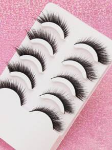 AYRMILLA 5对狐狸/猫咪自然假睫毛，蓬松柔软，3D水貂毛假睫毛，黑色纤长浓密多层假睫毛 - 黑色 - 查看 6