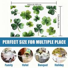 1pc/4pcs/6pcs, Home Decor Lucky Four Leaf Clover Art Print Linen Placemats, Suitable For Dining Table, All Seasons Decoration, Modern Style Washable Tablemat, Room Decor, Placemat, Coaster, Kitchen Dining Table Mat, Party Decoration, Home Decor, Ideal Gift