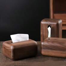 Scatola portafazzoletti in legno massello magnetica, scatola per la carta da tavolo per il salotto in noce, scatola di immagazzinaggio da tavolo, accessorio per la casa, scatola portafazzoletti per il bagno e la cucina
