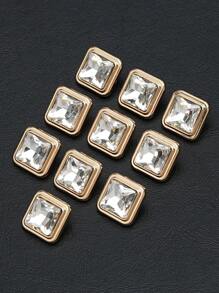 8 pièces/set Boutons carrés en métal avec faux cristaux et pierres précieuses, polyvalents pour chemises, cardigans, pulls, vestes, décoration, artisanat DIY, couture, bijoux, sacs