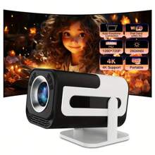 100 "Foldable Projector Screen/ JY320 Mini Projector US Plug Newly Native 720P 1080P/4K Android 13 Wired Auto Keystone Portable Video Projector, 180 Degree Flip, Home Movie Projector - 查看 1