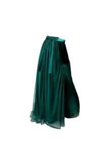 1 pieza Enagua verde oscuro de 105 cm de largo para mujer que se puede usar con un cinturón de cintura alta, una falda con abertura lateral de doble capa, una falda para escenario y banquete, adecuada para boda, banquete, actuación, fotografía de viaje, falda decorativa de estilo sexy, falda larga hasta el piso, falda decorativa de festival, falda de actuación de fiesta de carnaval al aire libre, vestido de dama de honor, falda de baile, falda de disfraz de festival, vestido decorativo de cosplay, ropa de otoño para mujer - multicolor - Ver 4