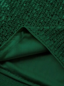 Sequin V-Neck Sleeveless Tank Top, Elegant Tank Top For Spring And Summer - Dark Green - View 4