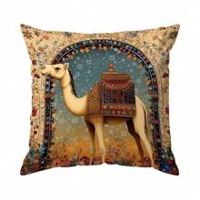 1 pieza Funda de almohada impresa a una cara con diseño de camello para Eid Al-Adha, 45*45cm
