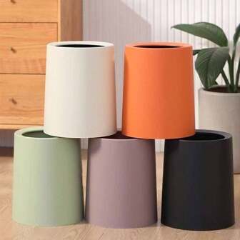 1pc Cute Girl's Bedroom Trash Can, Nordic Style Dual Layer Waste Bin For Bathroom, Living Room, Minimalist Design