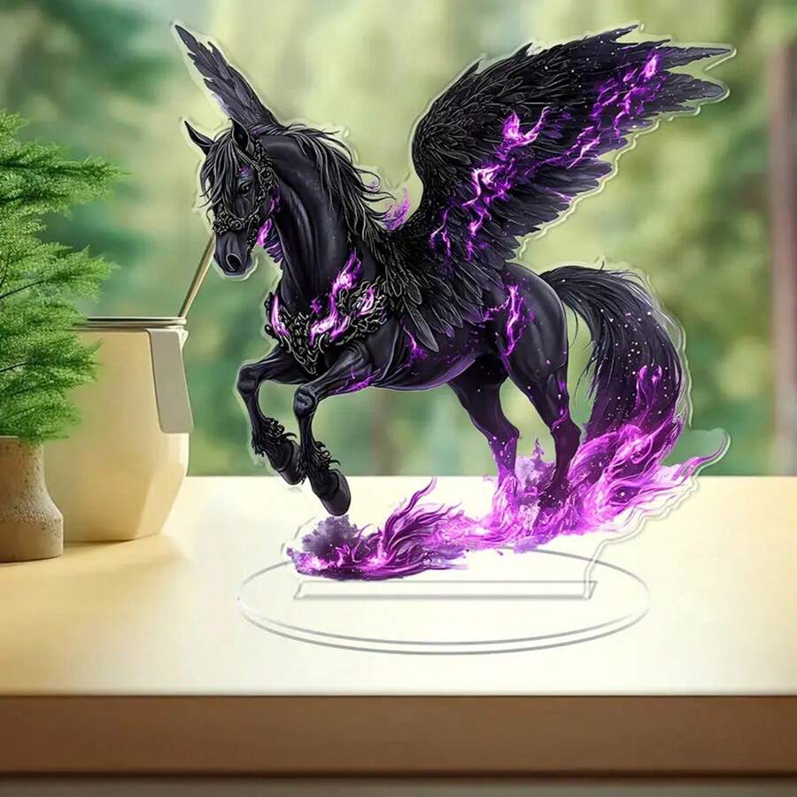 Adorno de conejo/caballo/tigre de Pascua, acrílico plano 2D, decoración de escritorio para el hogar y las fiestas. - Morado - Ver 1