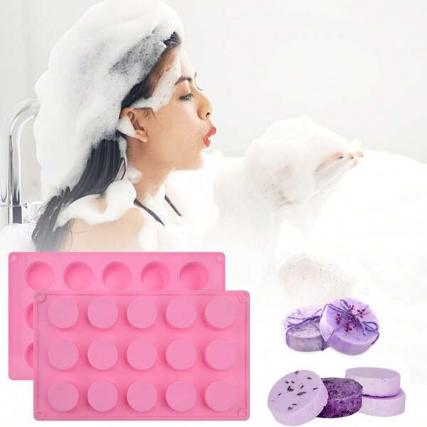 15 Cavity Round Silicone Soap Mold, Suitable For Handmade Soap, Lotion Bars, Bath Bombs, Cake
