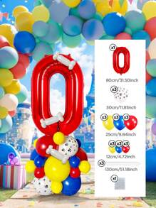 Set de 25 piezas que incluye: Globos con números del 0 al 9 de 32" en rojo/azul/dorado/rosa, Globos de látex con diseño de pata de perro de 12", Globos de látex mixtos de 10" en rojo, amarillo y azul, y Globos largos blancos con forma de hueso de perro. Adecuado para cumpleaños, aniversarios y eventos celebrativos. - Multicolor - Ver 41