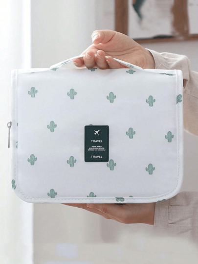 Tragbare Make-up Tasche, 1 Stück Polyamid multifunktionale Faltbare Kaktus Muster Kulturtasche für Reise Make-up Tasche