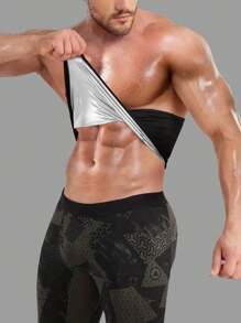 1 Stück Herren Sport Taillen Trimm Gürtel, Taillentrainer, Schwitzgürtel, Gummi Bauchkontrolle, Schlankheits-Weste, Kompressionsshorts, Silber feuchtigkeitsabsorbierend