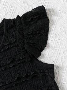 2pcs Girls' Basic Cap Sleeve Knitted Fabric Dress Set - Multicolor - View 8