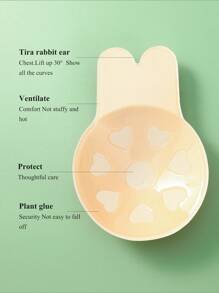 1pair Reusable Plus Rabbit Ear Nipple Covers, Invisible Silicone Adhesive Bra Pasties For Sports And Push-Ups