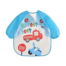 1pc Cartoon Pattern Feeding Bib With Long Sleeves For 0-6 Years Old Children, Durable Polyester, Adjustable Hook & Loop Closure - Multicolor - View 15