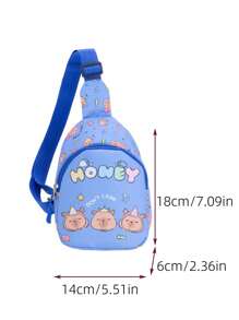 Capybara Pattern Kids Waist Bag, Cartoon Fashion Girls Mini Chest Bag, Casual Sling Crossbody Bag For Boys Toddler, Lightweight
