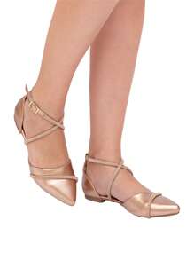 Salome Flats Women's Slingback SandalsSimpleCasualOutdoorCuteCasual WearGorgeousBusinessChinese Wedding StyleWestern Wedding StyleLolita StylePartyBasicWeddingPartySportyCollegeElegantPU LeatherBuckleFaux Fur ContrastShinyRhinestones Salome Flats Women's Slingback Sandals AdultWeddingPartyOfficeOutdoorFall-Winter - 銅色 - 查看 5