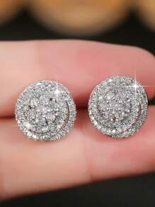 1set/3pcs Classic Flower Earrings Silver Color Luxury Cubic Zirconia Necklace Earring Set Female Charm Jewelry Gift For Daily Wear And Festivals