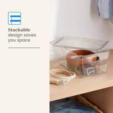 4L Stacking Clear Bin With Lid - Brightroom ™ : PET, Lidded, Stackable, Universal Storage, 10.15"X6.81"X4.52" - trắng - Xem 2