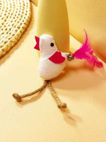 1pc New Mini Realistic Chicken Cat Lover And Cat Mom Love Toy, Sisal Rope & Feather With Bell, Sound Activated Interactive Cat Lover And Cat Mom Love Teaser Toy