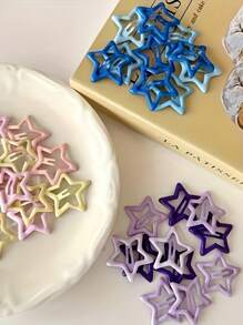 100pcs Cute Y2K Five-Pointed Star BB Hair Clips, Starry Adorable Iron Alloy BB Clips Hair Accessories - Girl Y2K Star Snap Clips, Non-Slip, Women's Accessories - Suitable For Daily Party Dopamine Colorful Party Main Character Combination Set Claw Clips Hair Claws Hair Barrettes, School Stuff, College, Set, Head Accessories - Multicolor - View 8