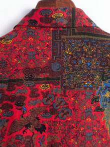 Men's Casual Patchwork Print Short Sleeve Shirt