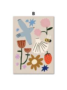 1 件鼠壳海马冰淇淋柠檬梨墙艺术复古海报和印刷品墙壁帆布画图片婴儿儿童房装饰无框架