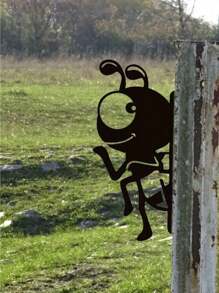 1pc Black Metal Animal Statue Garden Decoration, Personalized Gift For Friends Who Love Decorating Garden, Suitable For Outdoor Use, Brings Vitality To Your Garden