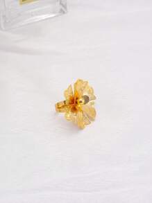 5pcs/Set Dubai Style 18K Gold-Plated Copper Materials Wedding Jewelry Set For Women, African Bride Necklace Bracelet Earrings Ring - Gold - View 5